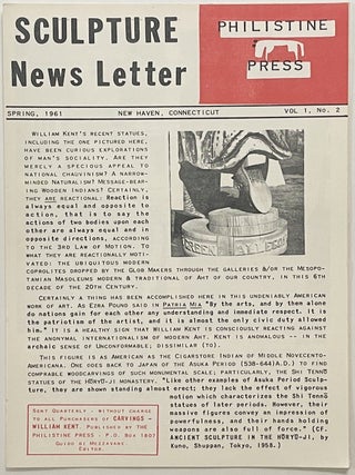 Sculpture News Letter (Vol 1 No 2. William Kent.