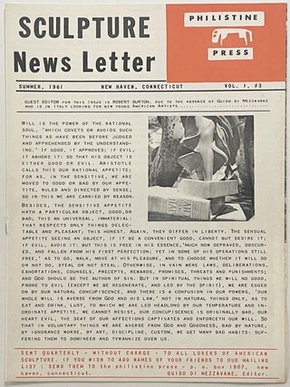 Sculpture News Letter (Vol 1 No 3. William Kent.