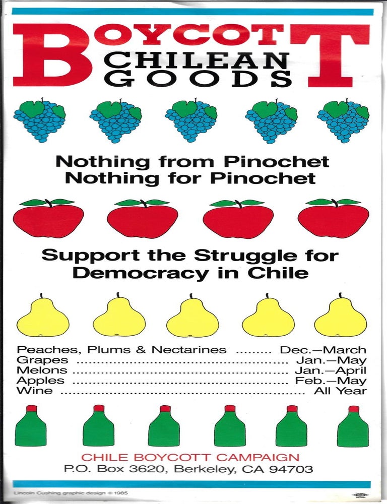 Item #3586 BOYCOTT CHILEAN GOODS: Nothing from Pinochet, Nothing for Pinochet, Support the Struggle for Democracy in Chile [handbill]