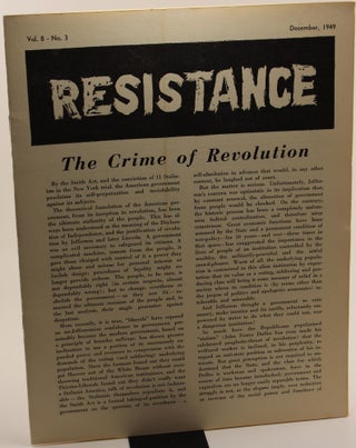 Item #493 Resistance Vol. 8 No. 3. Resistance Group