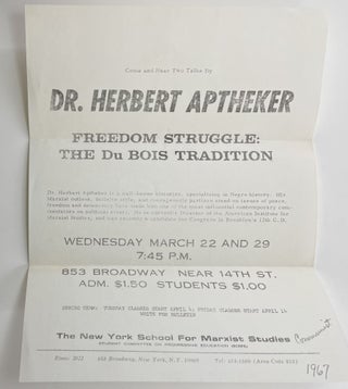 Item #505 Come and Hear Two Talks by DR. HERBERT APTHEKER. Herbert Aptheker